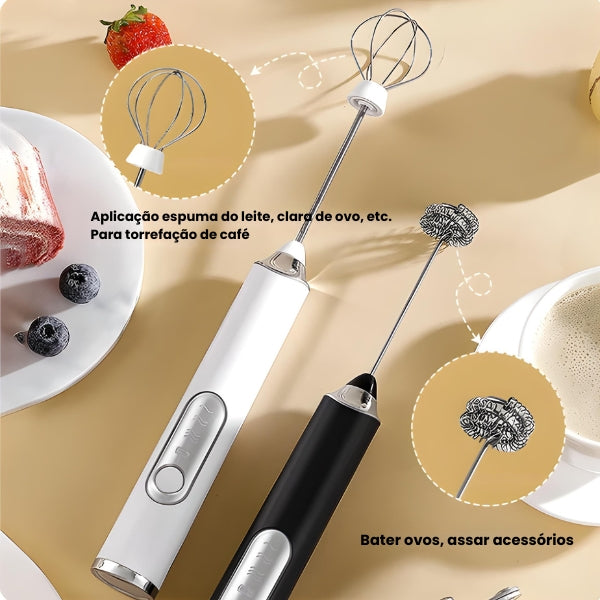 Misturador Mixer ElétrMini Batedor Elétrico – Café Cremoso, Portátil, Fácil de Limpar | Leite Café Portátil