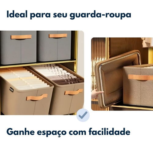 BoxFold Pro – Organizador de Roupas Dobrável com Alça