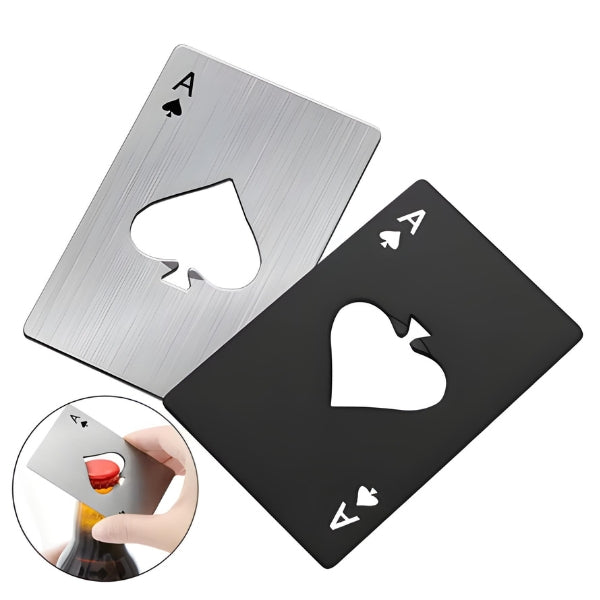 Abridor de garrafa carta em aço inox com acabamento sofisticado, ideal para quem busca praticidade e estilo.
