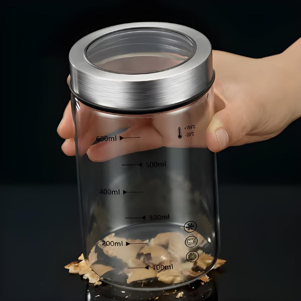 Armazene alimentos com segurança usando o VidraSel Hermético, pote de vidro com vedação eficiente contra vazamentos e umidade.