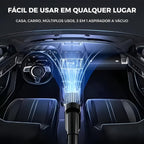 Aspirador de mão CycloneJet, ideal para remover poeira e migalhas no carro, alcançando os cantos mais difíceis com eficiência.