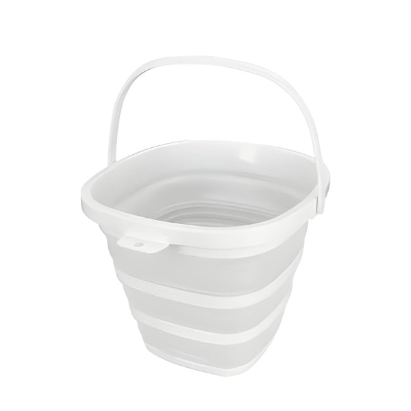 Balde Dobrável Nomanni FlexiBox 10L em silicone, ideal para camping, viagem e uso doméstico, leve e compacto para fácil transporte.