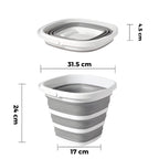 Balde portátil de silicone 10L com design dobrável, compacto e resistente, ideal para camping, jardinagem e viagens.