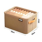 Caixa organizadora dobrável para roupas. Economia de espaço e fácil armazenamento quando não estiver em uso. Ideal para casas organizadas.