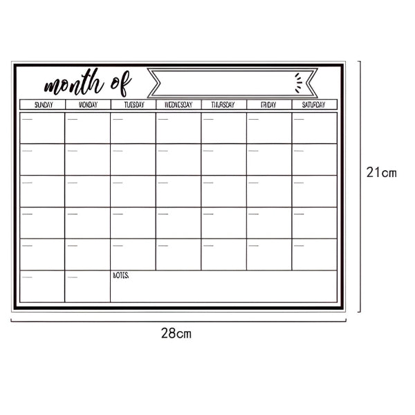 Calendário magnético para geladeira com planejamento mensal, ajudando no controle de tarefas e prazos.
