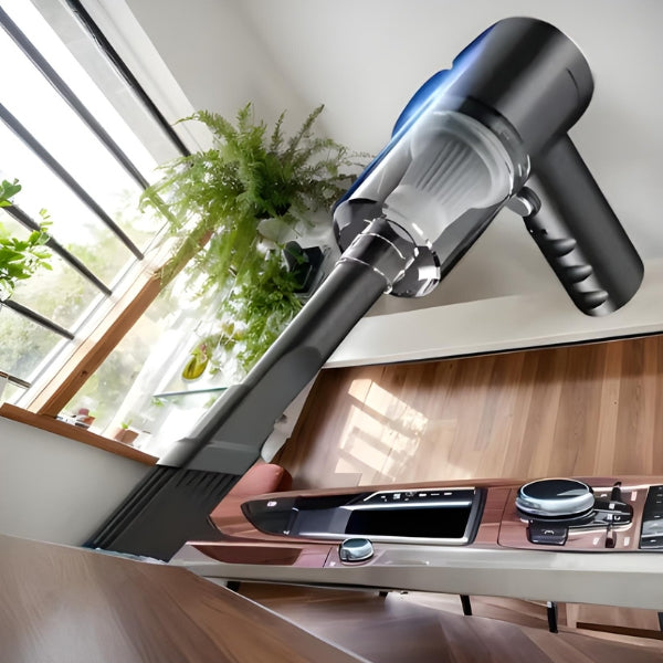 Conheça o Aspirador Portátil CycloneJet, compacto e recarregável, perfeito para limpar casa e carro com praticidade e potência.