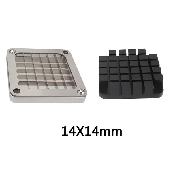 Demonstração do corte preciso de batatas em cubos com o CortaFácil Inox Pro. Ideal para preparo rápido e padronizado.