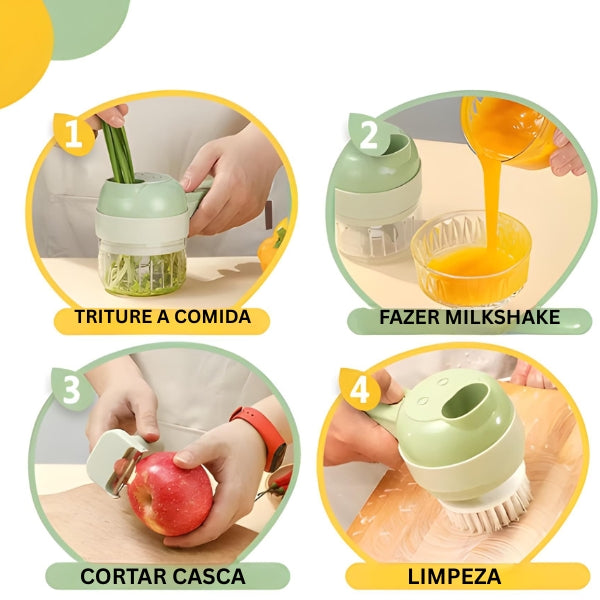 Design ergonômico com lâminas inoxidáveis removíveis. Fácil de limpar, montar e guardar. Versatilidade e praticidade em um só utensílio.

