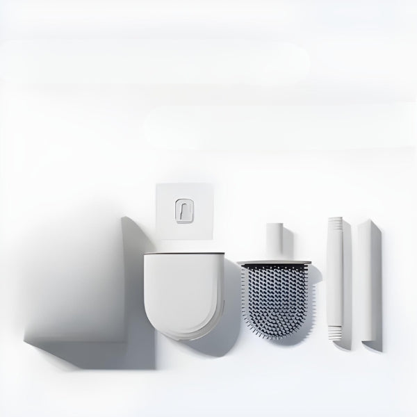 Design moderno e suporte ventilado da escova sanitária Nomanni, que permite secagem rápida e evita proliferação de bactérias no banheiro.