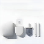 Design moderno e suporte ventilado da escova sanitária Nomanni, que permite secagem rápida e evita proliferação de bactérias no banheiro.