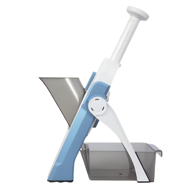 Detalhe da alta qualidade do material inoxidável do Cortador Nomanni SharpSlice 4 em 1, proporcionando durabilidade e facilidade na limpeza.