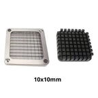 Detalhe das lâminas de aço inox do CortaFácil Inox Pro para cortes uniformes de batatas e vegetais com três opções de espessura.