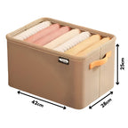 Detalhe do organizador de roupas com alça reforçada e costura durável. Material lavável, sem odor e fácil de transportar.