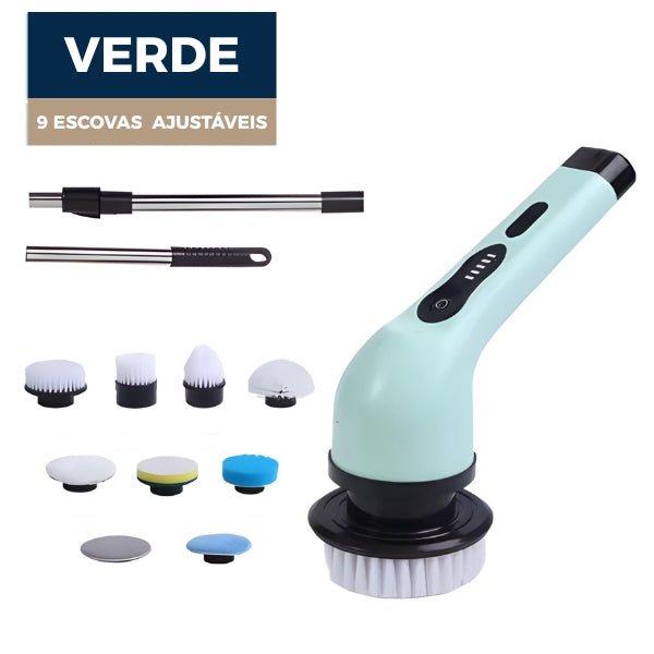 Escova Elétrica 9 em 1 Nomanni, fácil de manusear, ideal para limpeza rápida e eficiente de toda a casa.