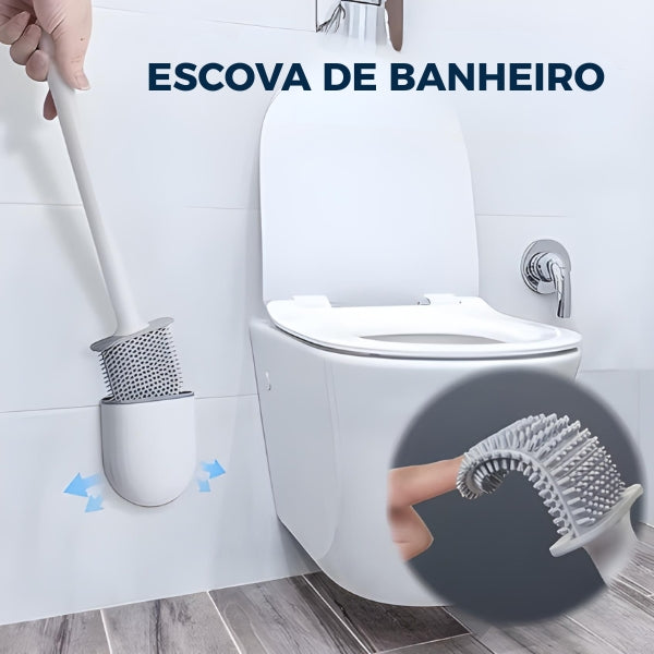 Escova sanitária de silicone antibacteriana Nomanni com design slim, ideal para limpar o vaso sanitário sem respingos e com mais higiene.