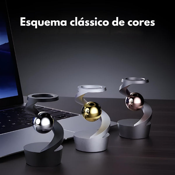 Escultura cinética de equilíbrio com design moderno, perfeita para decoração de mesa e home office.
