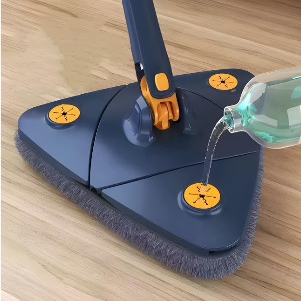 Esfregão Triangular Spin360 Nomanni com 5 panos reutilizáveis, ideal para limpeza profunda em pisos, cantos e paredes