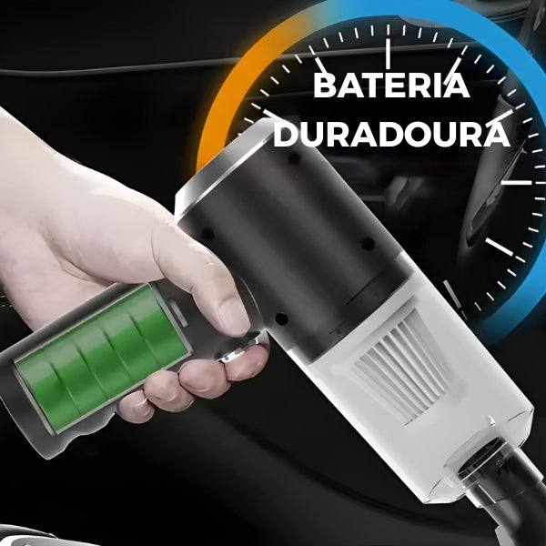 Facilite sua rotina com o aspirador portátil CycloneJet, perfeito para limpar sofás, mesas e cantos da casa de forma rápida.