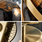 Globo decorativo aplicado em escritório e home office, criando um ponto focal sofisticado e reforçando um estilo clássico e intelectual.