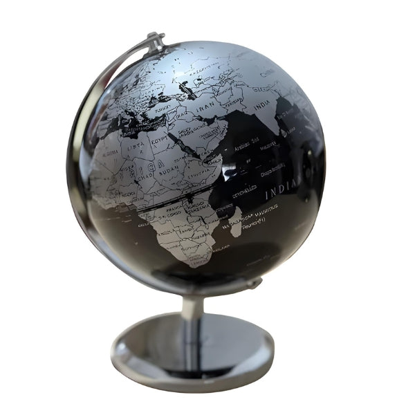 Globo decorativo de mesa com design clássico, perfeito para home office, bibliotecas e espaços que valorizam sofisticação discreta.