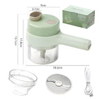 Mini processador elétrico 4 em 1 recarregável com lâminas afiadas e corte rápido. Ideal para legumes, alho, frutas e preparo diário na cozinha.