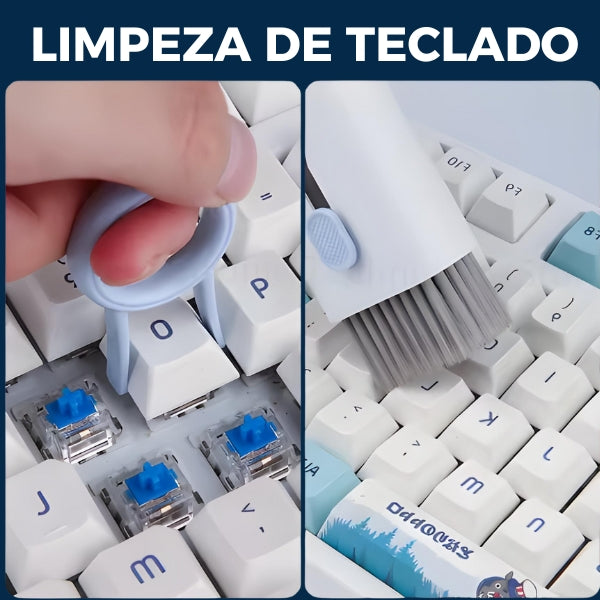 O Kit de Limpeza 7 em 1 Nomanni remove poeira, resíduos e manchas de teclados, fones e telas. Portátil e multifuncional, compre já o seu.