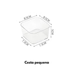 Organizador transparente para maquiagem, perfeito para manter pincéis, batons e acessórios bem distribuídos em bancadas ou gavetas.