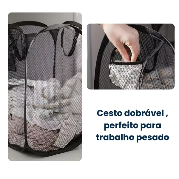Cesto Dobrável AirMesh Nomanni para Roupas e Lavanderia