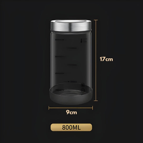 Pote hermético VidraSel, vidro transparente com tampa que fecha com segurança, ideal para armazenar alimentos secos e líquidos sem vazamentos.