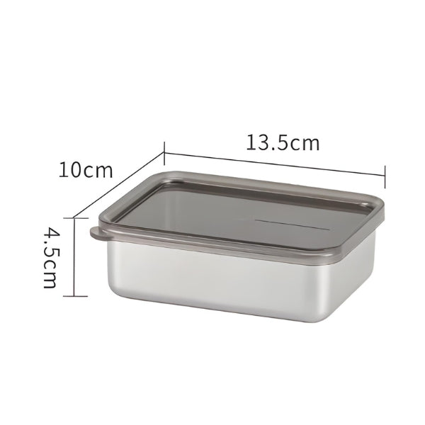 Pote inox retangular com tampa hermética MaxSteel FreshBox – perfeito para conservar marmitas e sobras.