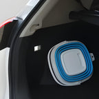 Prático balde retrátil 10 litros em silicone, portátil e fácil de guardar, ideal para limpeza rápida e transporte de água.