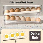 Produto com capacidade para 2 andares, resistente e durável, perfeito para organizar ovos e otimizar o espaço na geladeira.