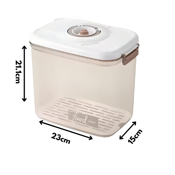 Sistema de vedação a vácuo do SealFresh Kit reduz o crescimento de bactérias, mantendo frutas, verduras e carnes frescas por mais tempo.