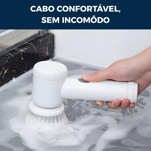SpinBrush Nomanni 9 em 1: escova elétrica multifuncional para limpeza completa de rejuntes, cantos, vidros e superfícies.