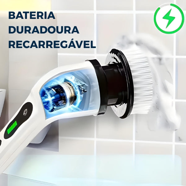 SpinBrush Nomanni 9 em 1, escova elétrica portátil, compacta e ergonômica para limpeza eficiente em casa.