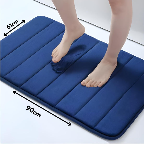Tapete absorvente e antiderrapante para pia de banheiro. Conforto e segurança para seus pés, com secagem rápida e fácil manutenção.