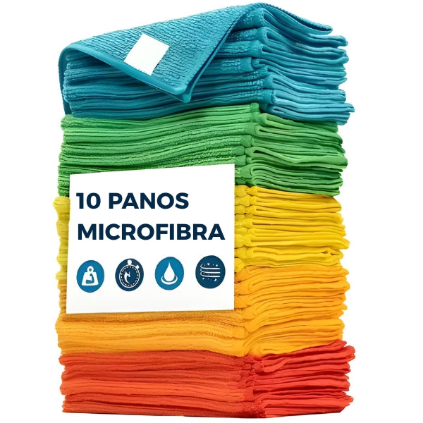 Toalhas de microfibra multiuso que não riscam, ideais para cozinha, banheiro, móveis e vidros. Mais durabilidade e alto poder de absorção.