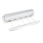 Varal de parede dobrável WallDry Nomanni, ideal para apartamentos e lavanderias compactas, proporcionando secagem organizada e funcional.
