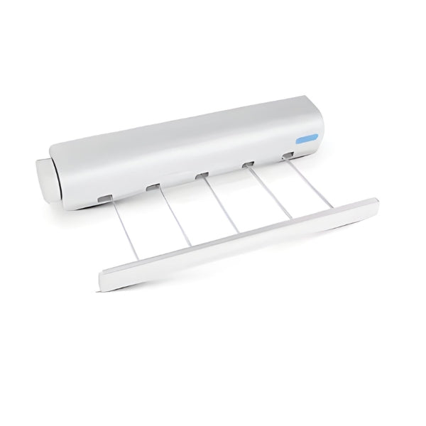 Varal retrátil WallDry Nomanni com 4 linhas invisíveis, ideal para lavanderias, apartamentos e áreas compactas, oferecendo praticidade e organização.
