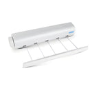 Varal retrátil WallDry Nomanni com 4 linhas invisíveis, ideal para lavanderias, apartamentos e áreas compactas, oferecendo praticidade e organização.
