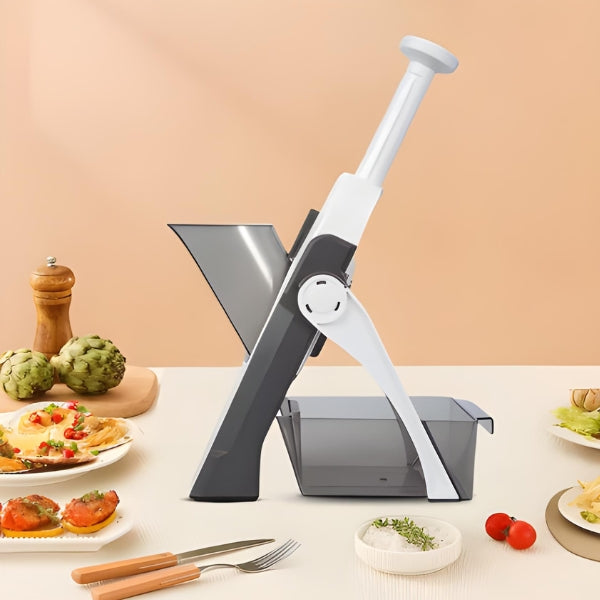 Veja o Cortador de Legumes Nomanni SharpSlice Ajustável 4 em 1 em ação, facilitando o preparo rápido e prático de legumes com cortes precisos.